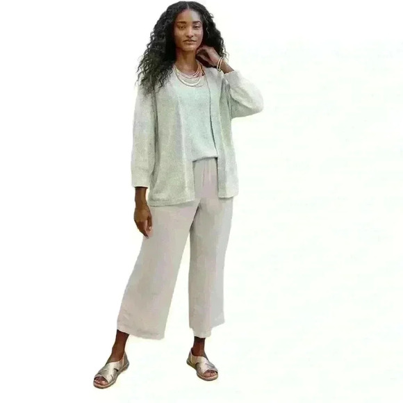 J. Jill Pants - J. Jill Pants Womens L Petite Beige Love Linen Capri Straight Leg Pockets Boho